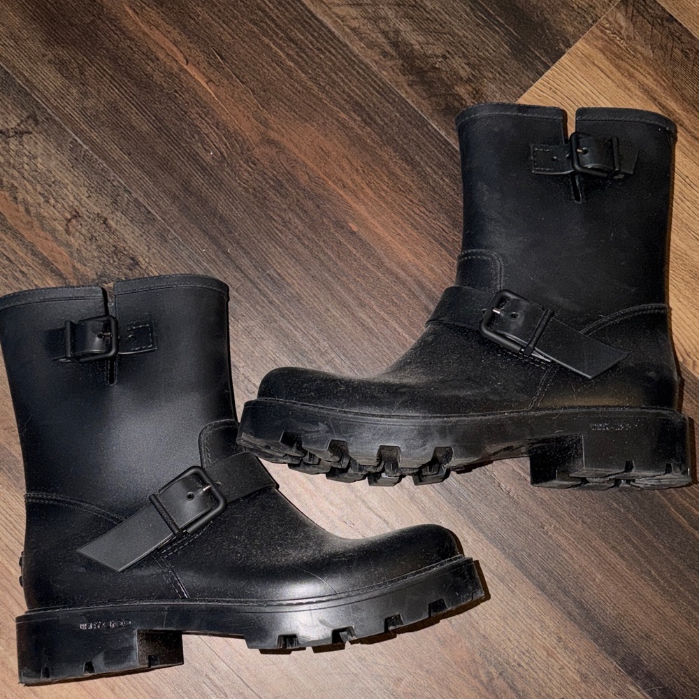 Jimmy Choo Black Chunky Lug-Sole Buckle Boots